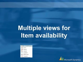 Multiple views for
Item availability
 