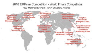 ERPsim SAP University Alliance 2016 World Finalists Map Locations