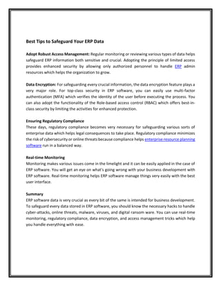 Erp Software Security Protecting Your Business Data Pdf