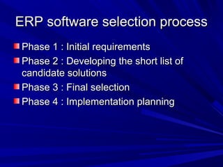 Erp software selection | PPT