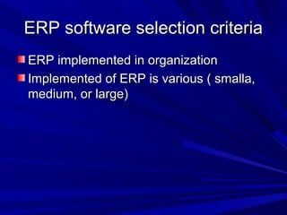 Erp software selection | PPT