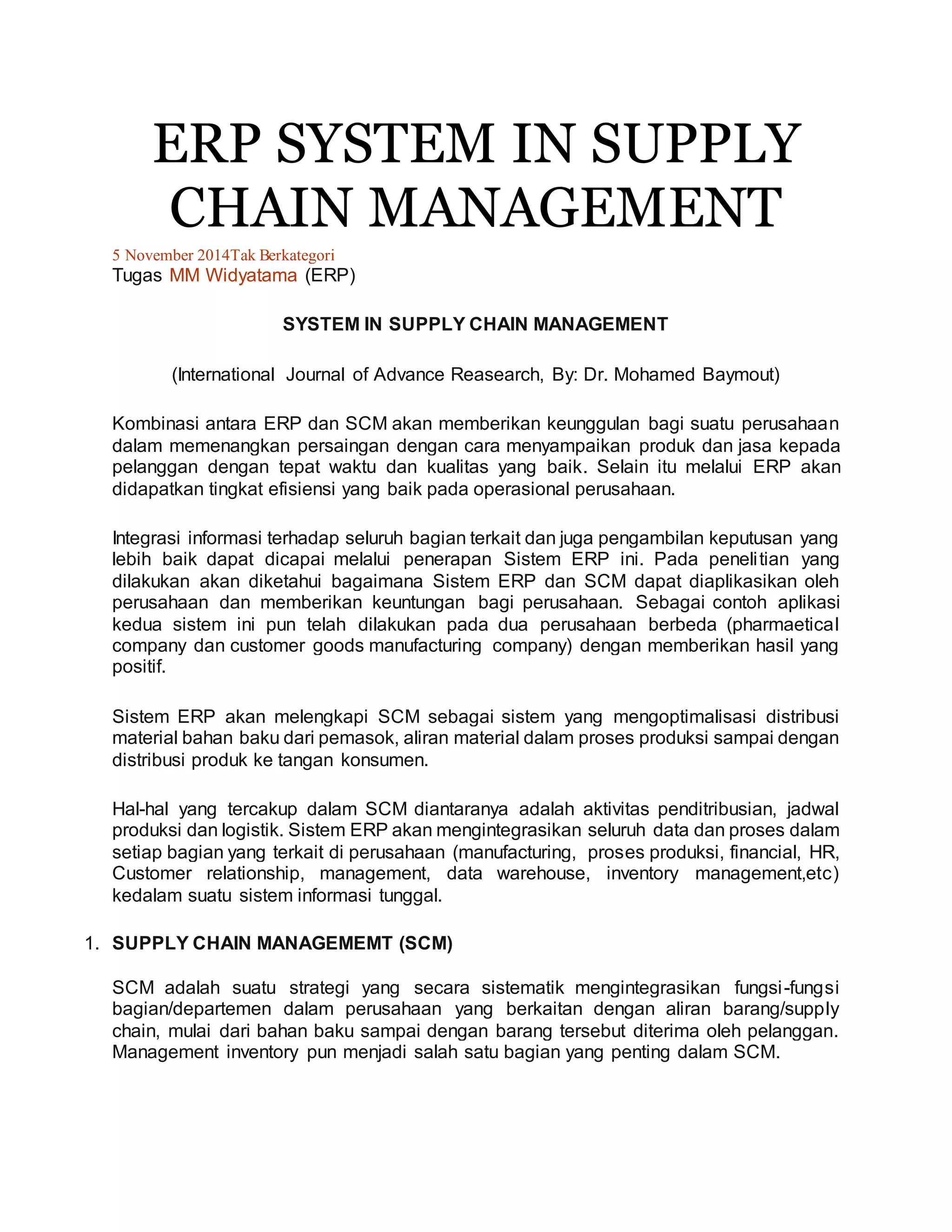 Erp system in supply chain | PDF