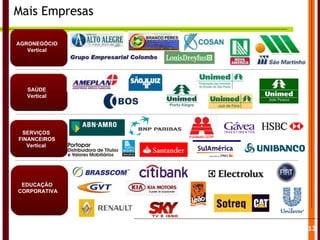 Mais Empresas AGRONEGÓCIO Vertical SAÚDE Vertical EDUCAÇÃO  CORPORATIVA 13 AGRONEGÓCIO Vertical SERVIÇOS FINANCEIROS Vertical 