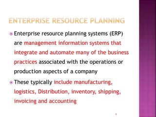 Enterprise resource planning unit 1 introduction | PPTX