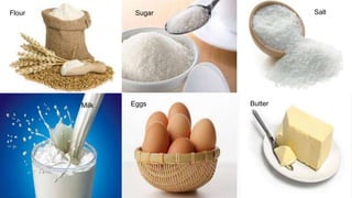 Flour Sugar Salt
Milk Eggs Butter
 