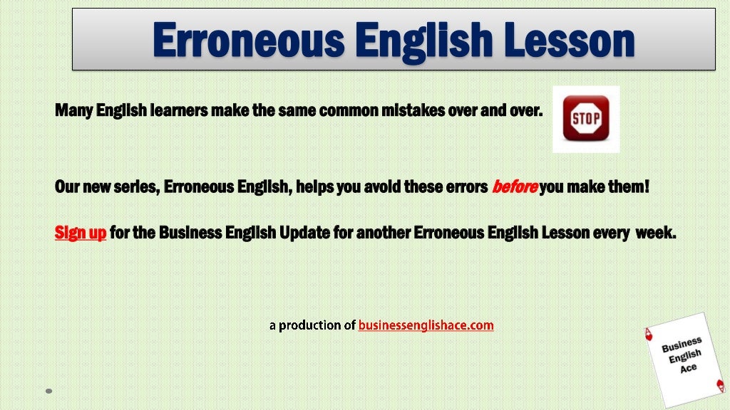 Erroneous English Do Vs Make