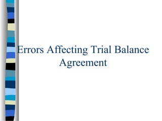 Errors Affecting Trial Balance
Agreement
 