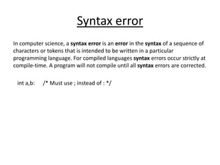 Error correction-and-type-of-error-in-c | PPT