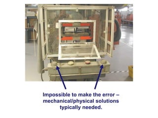Impossible to make the error –
mechanical/physical solutions
typically needed.

 