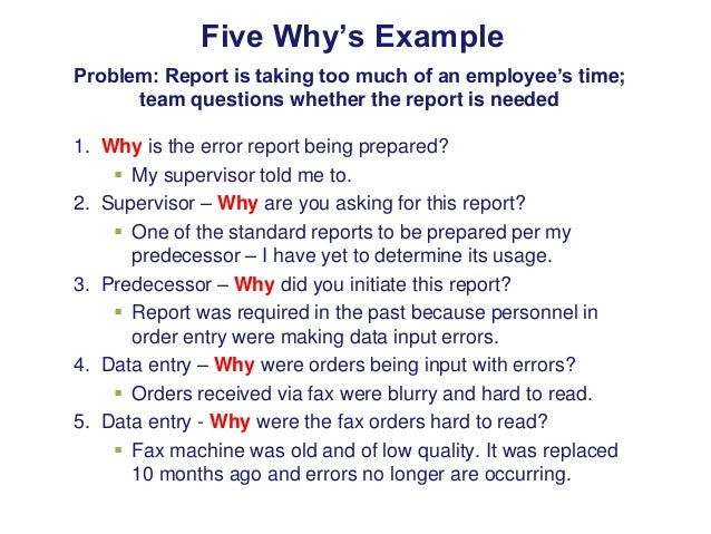 Five Why’s Example Problem: Report ishikawa diagram kaizen 