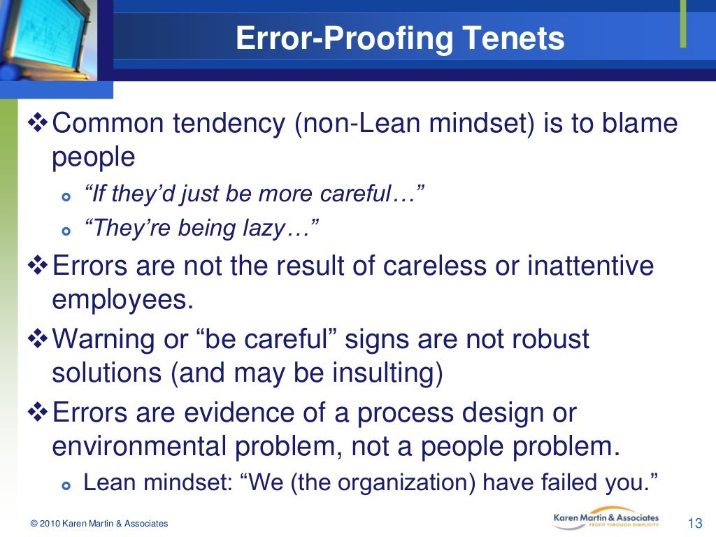 ErrorProofing Common tendency (nonLean