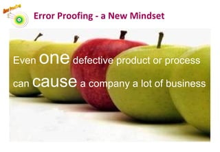 Error Proofing - a New Mindset
14
Even one defective product or process
can cause a company a lot of business
 