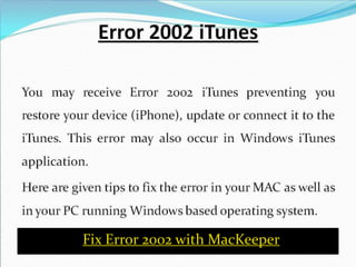 Fix Error 2002 with MacKeeper
 