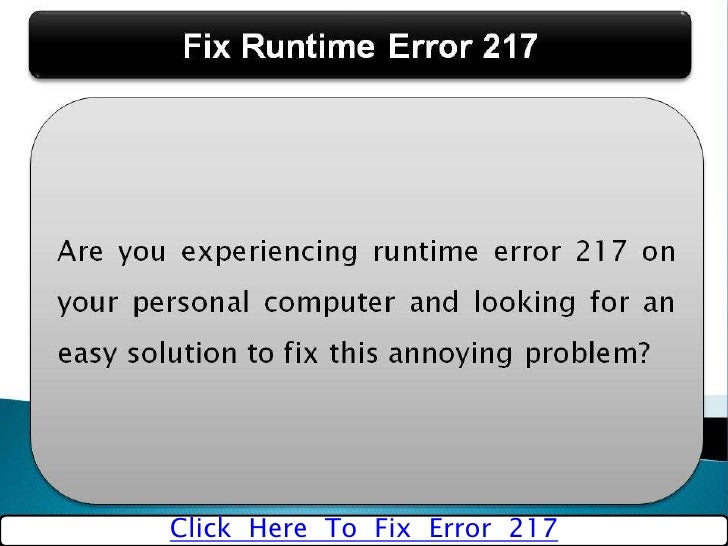 how to fix runtime error 217