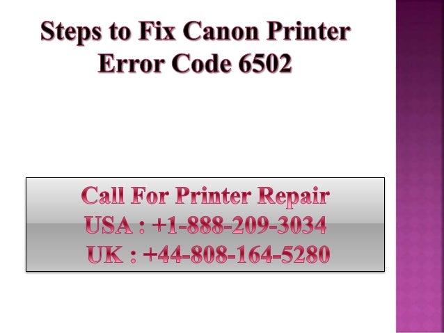 Fix Canon Printer Error Code 6502