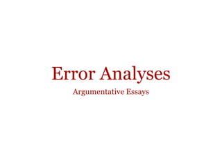 Error Analyses
OAWC week 2
 