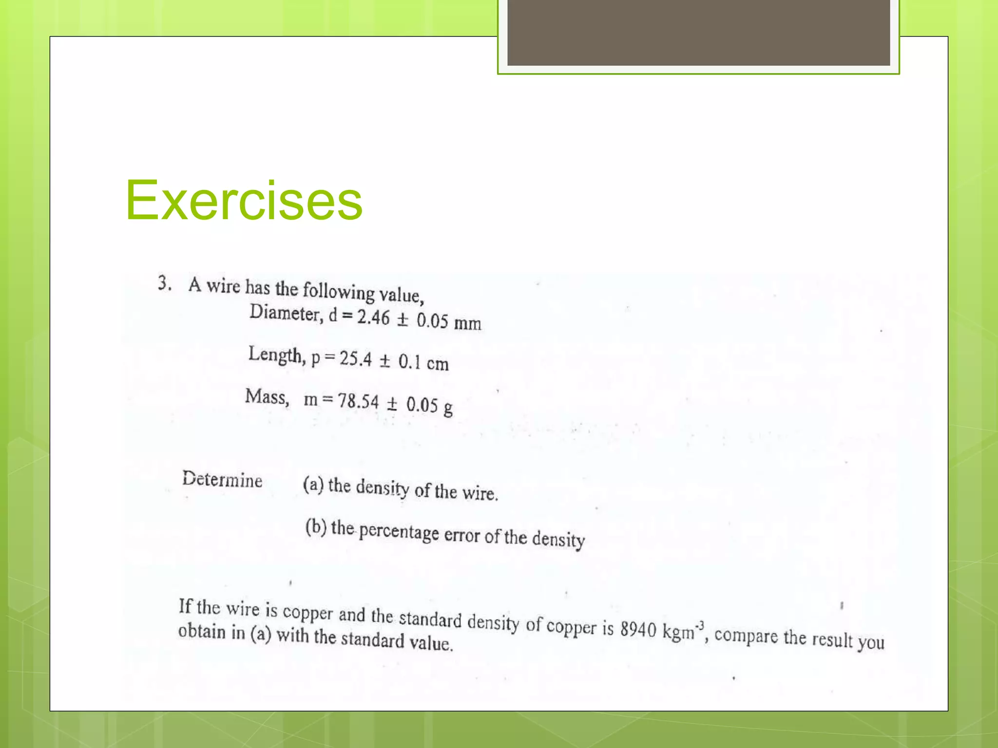 Exercises
 