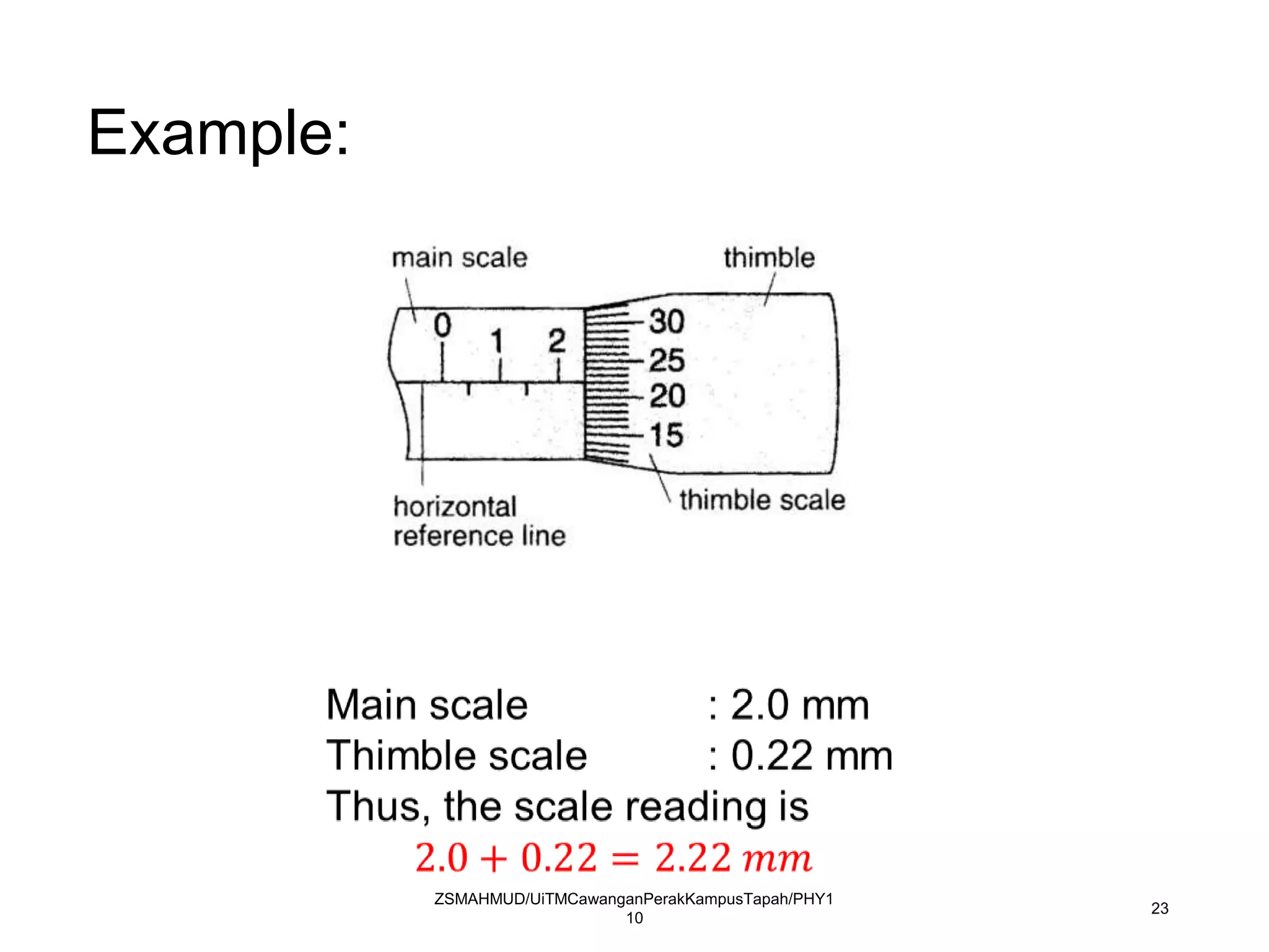 ZSMAHMUD/UiTMCawanganPerakKampusTapah/PHY1
10
23
Example:
 