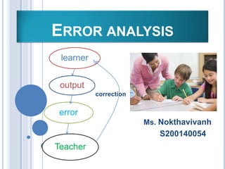 ERROR ANALYSIS
correction
Ms. Nokthavivanh
S200140054
learner
output
error
Teacher
 