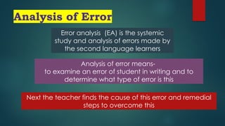 Error Analysis in English language for technical writing skills | PPTX