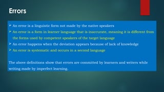 Language Error Example Error Analysis in English language for technical writing skills | PPTX
