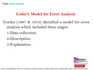 Comprehensive Overview of Error Analysis in Psycholinguistics for ...