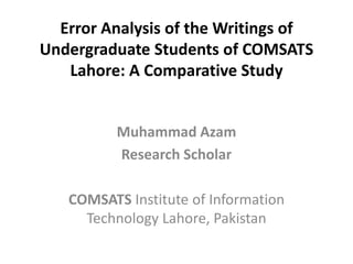 Error analysis of the writings of undergraduate students of comsats ...