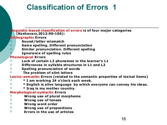 Error analysis revised