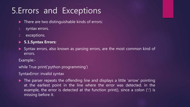 Error and exception in python | PPTX