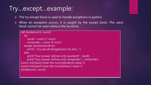 Error and exception in python | PPTX