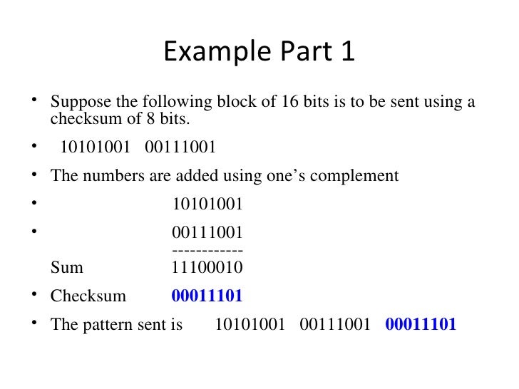 error control parity check check sum vrc how checksum works