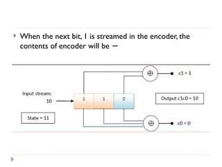  When the next bit, 1 is streamed in the encoder, the
contents of encoder will be −
 