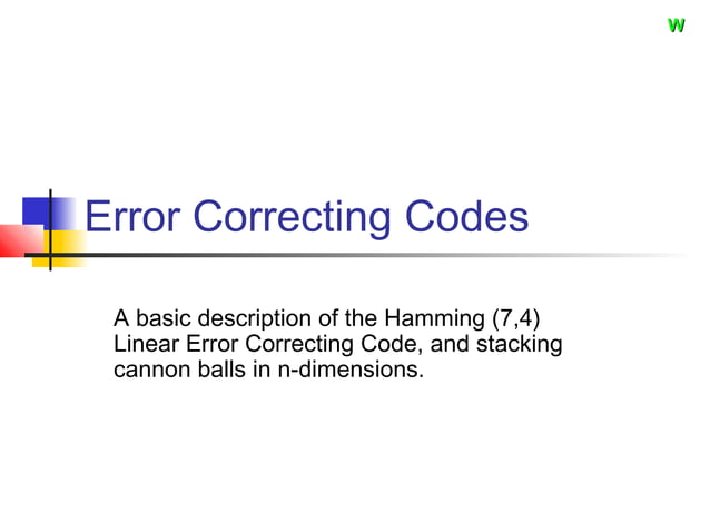 Error correcting codes | PPT