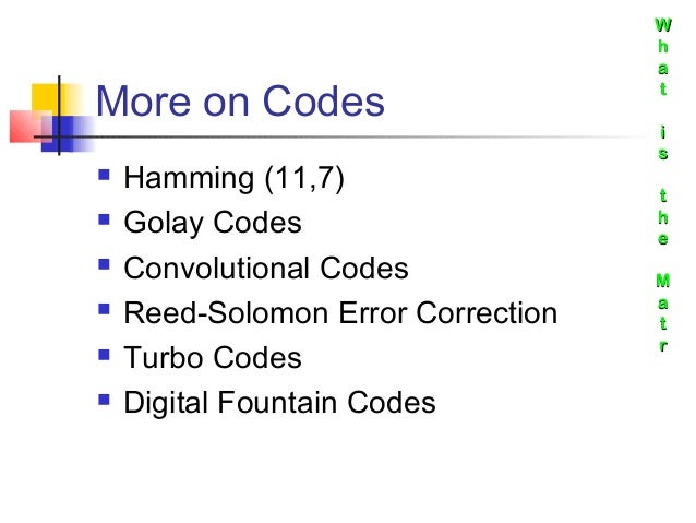 Error correcting codes