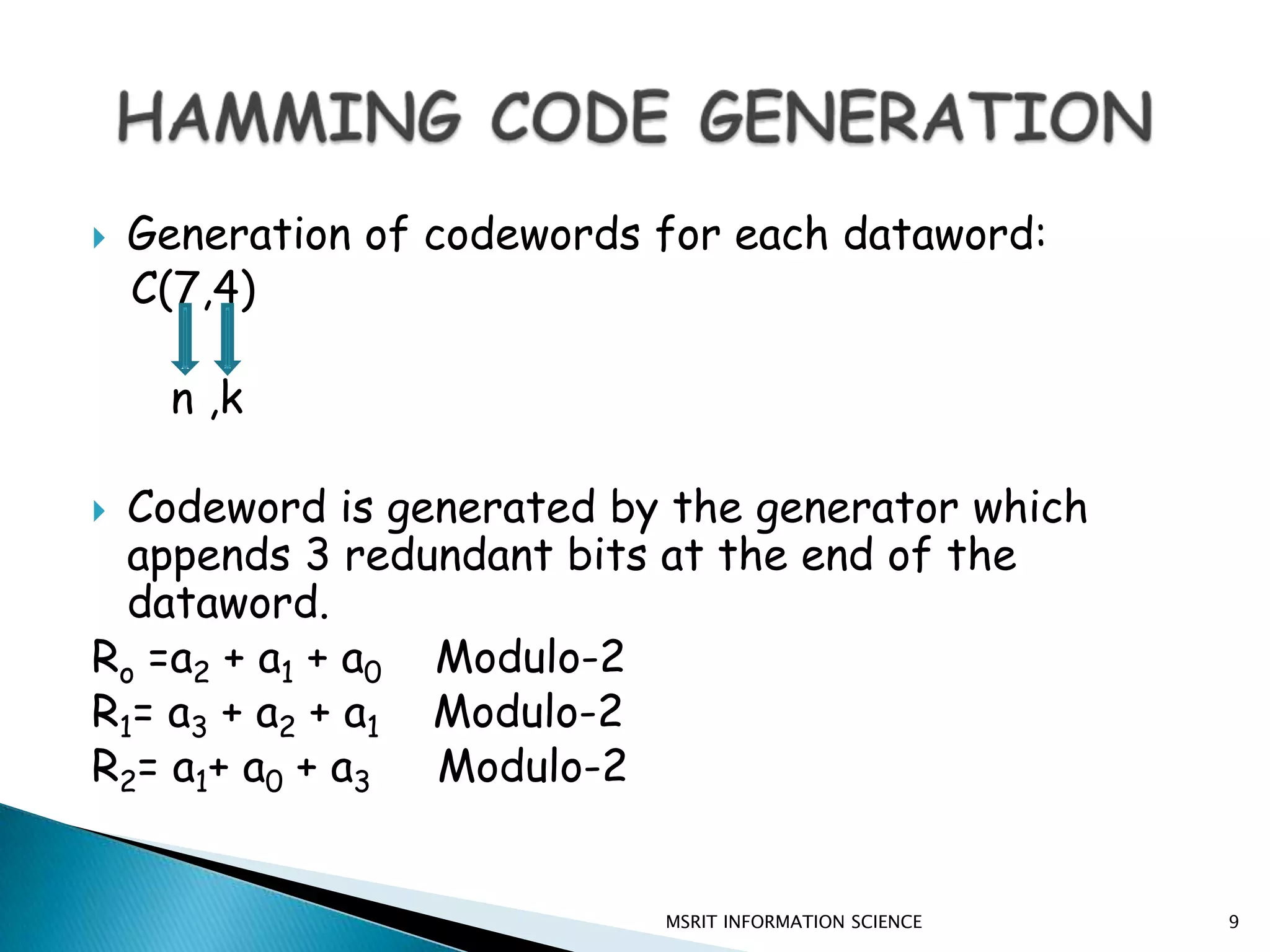 Redundancy: Correction or detection of errors. INTRODUCTION 4MSRIT INFORMATION SCIENCE