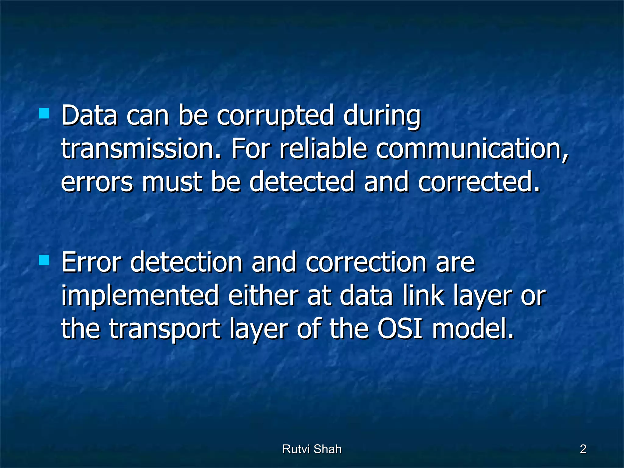 Error Detection And Correction
