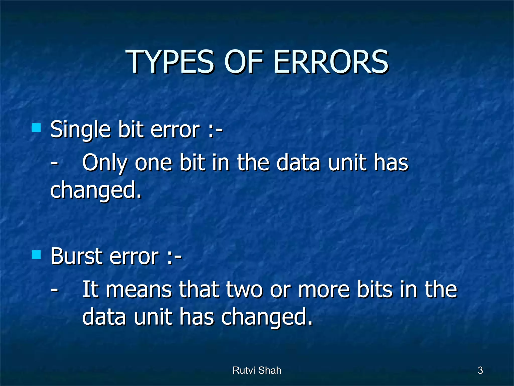 Error Detection And Correction