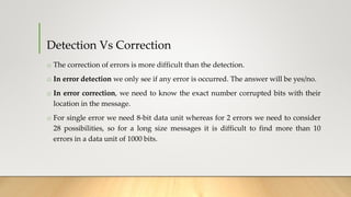 Error detection and correction | PPTX | Computer Networking | Computing