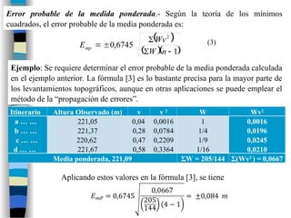 Probable Error Formula Physics Example teoria de errores curso de topografia.ppt