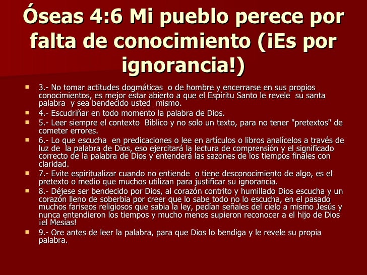Porque Mi Pueblo Perece Por Falta De Conocimiento