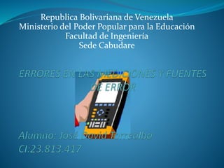Republica Bolivariana de Venezuela
Ministerio del Poder Popular para la Educación
Facultad de Ingeniería
Sede Cabudare
 