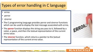 Error hanadling in c programming presentation | PPTX | Programming ...