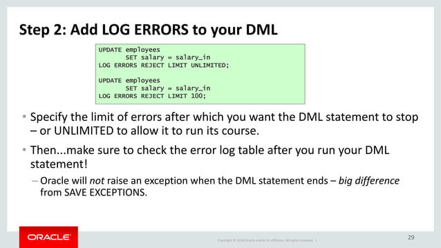 Error Management Features of PL/SQL | PPT | Free Download