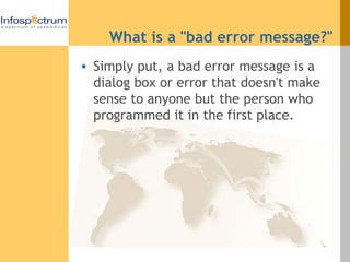 Error Messages In Software Applications | PPT