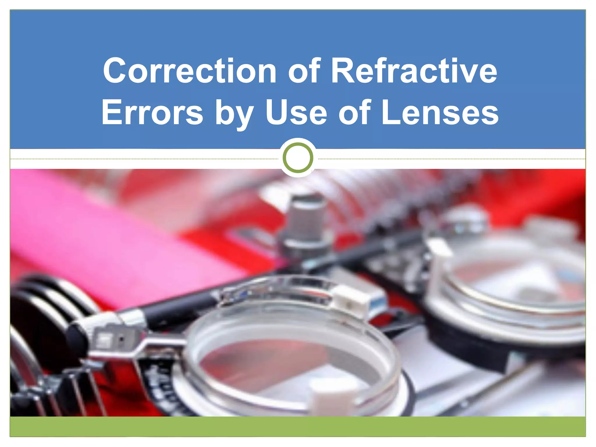 Correction of Refractive
Errors by Use of Lenses
 