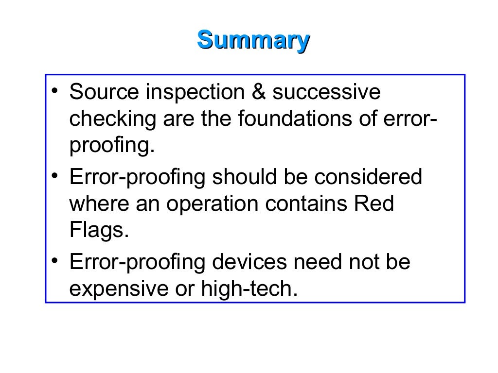 Error proofing