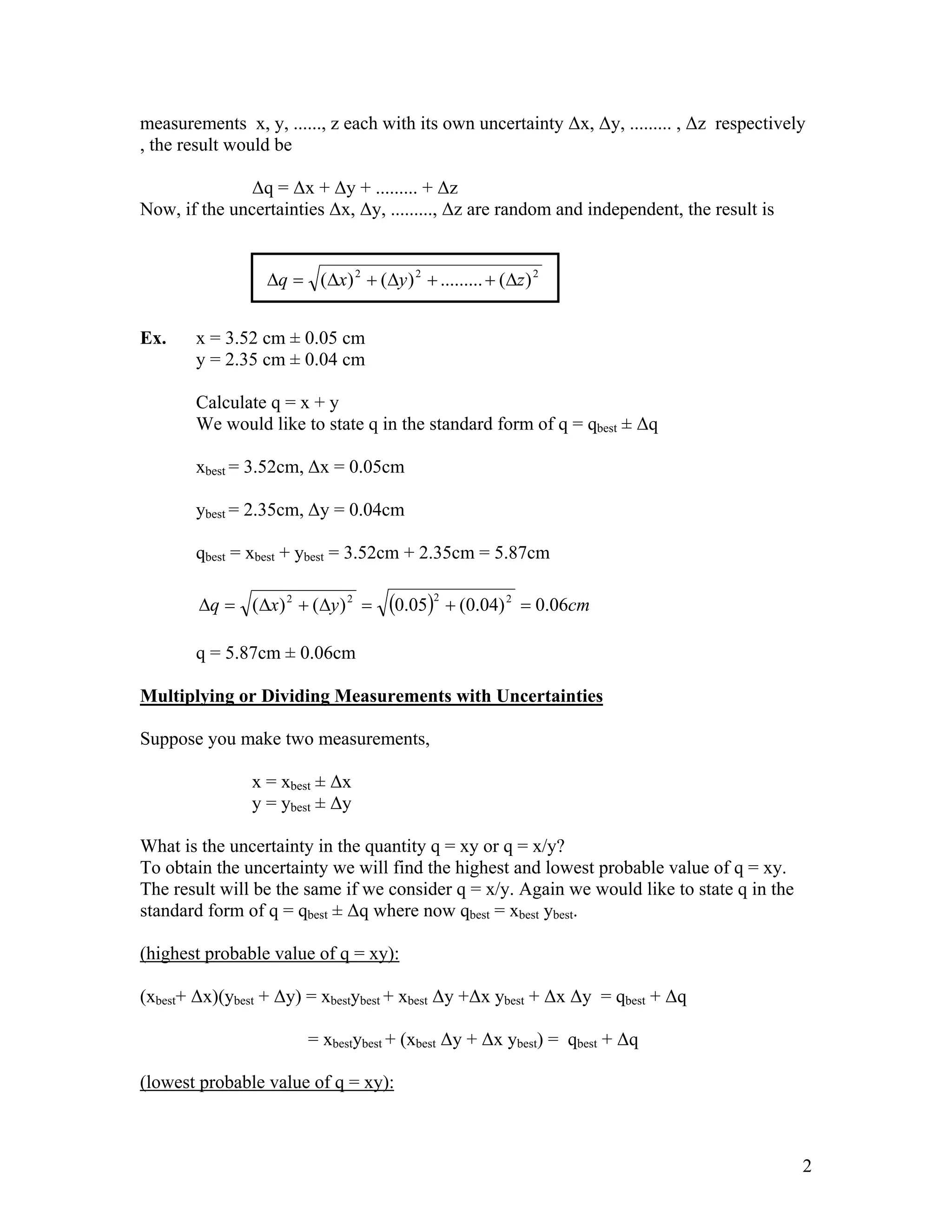 Error propagation | PDF