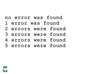 no error was found
1 error was found
2 errors were found
3 errors were found
4 errors were found
5 errors were found
 