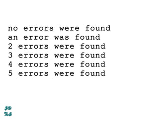 no errors were found
an error was found
2 errors were found
3 errors were found
4 errors were found
5 errors were found
 