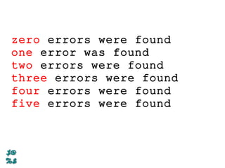 zero errors were found
one error was found
two errors were found
three errors were found
four errors were found
five errors were found
 
